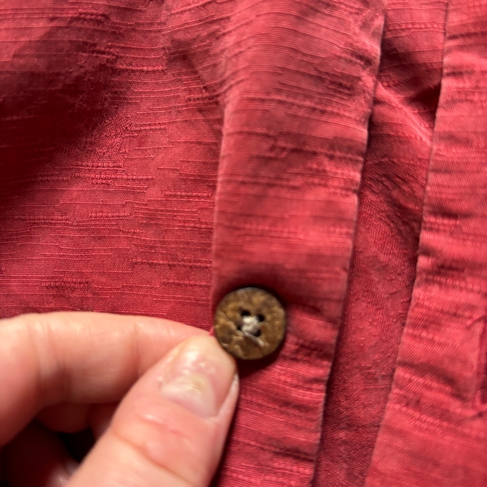Vintage 90s 100% silk Burgundy Button Down Shirt for Men size m - Picture 7 of 8